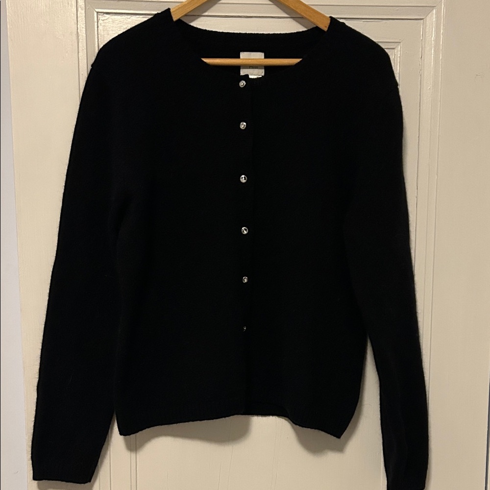 Garnet Hill Classic Black Cardigan